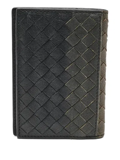 Pre-owned Bottega Veneta 2000s Intrecciato Leather Wallet In Black
