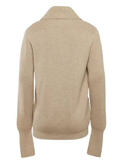 Pre-owned Tom Ford Rib-knit Buttoned Cardigan In Neutral