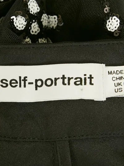 Pre-owned Self-portrait 2020s Sequin Floral Trousers In Black