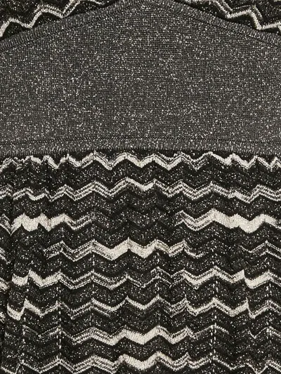 Pre-owned Missoni 锯齿纹金银丝针织连衣裙 In Black