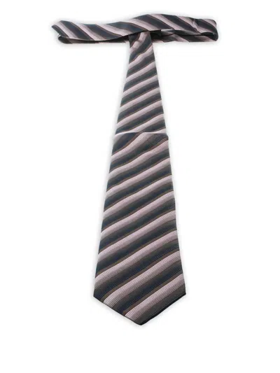 Pre-owned Lanvin 2010 Diagonal-stripe Tie In Brown