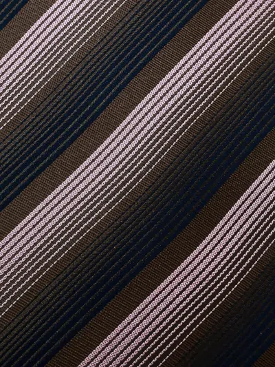 Pre-owned Lanvin 2010 Diagonal-stripe Tie In Brown