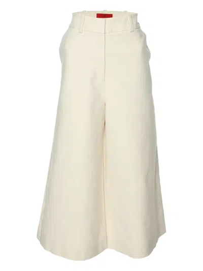 Pre-owned Carolina Herrera Wide-leg Trousers In White