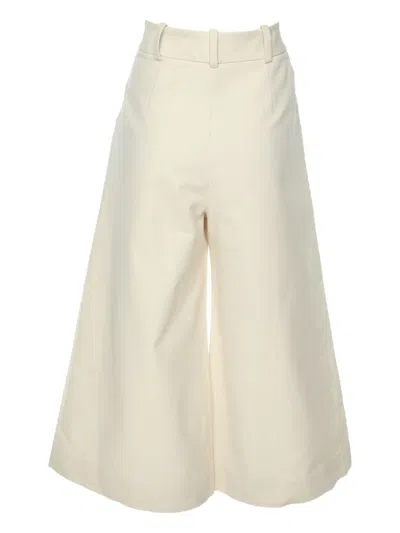 Pre-owned Carolina Herrera Wide-leg Trousers In White