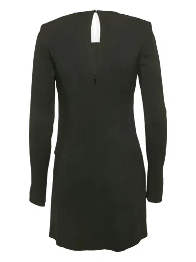 Pre-owned Saint Laurent Gathered-waist Mini Dress In Black