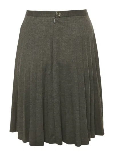 Pre-owned Burberry Pleated Midi Skirt In Gray