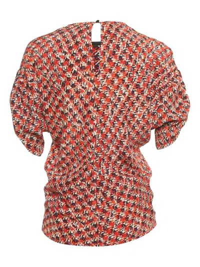 Pre-owned Louis Vuitton Abstract-print Silk Top In Red