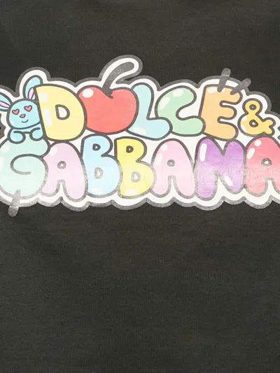 Pre-owned Dolce & Gabbana Logo-print Cotton Cropped T-shirt In Black