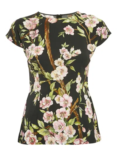 Pre-owned Dolce & Gabbana Floral-print Top In Black