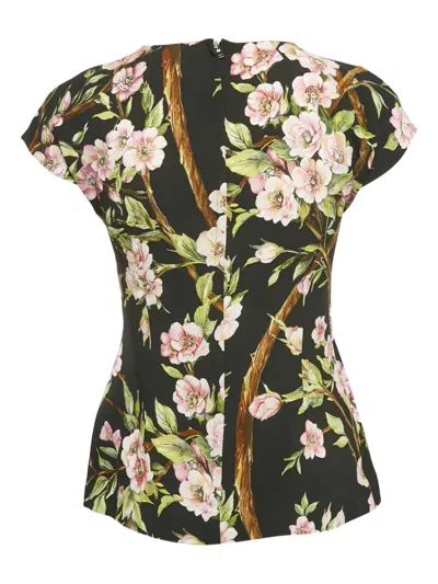 Pre-owned Dolce & Gabbana Floral-print Top In Black