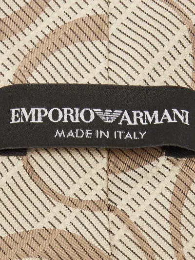 Pre-owned Emporio Armani 2000s Circle-pattern Silk Tie In Neutral