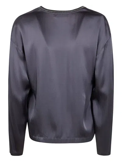 Fabiana Filippi V-neck Embellished Blouse In Gray