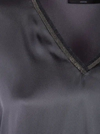Fabiana Filippi V-neck Embellished Blouse In Gray