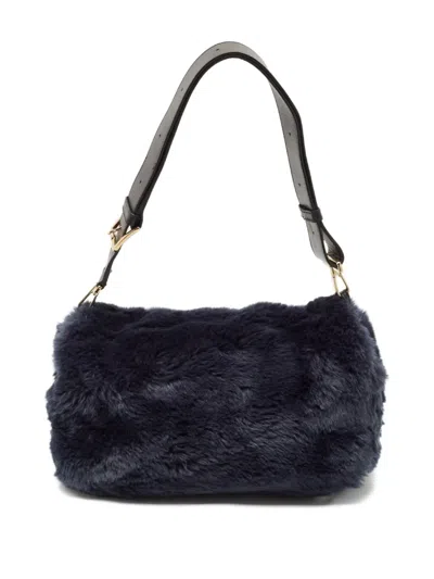 Pre-owned Furla Faux-fur Shoulder Bag In Blue