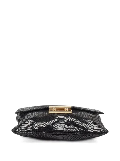 Pre-owned Michael Kors Vintage Snakeskin-embossed Chain Bag In Black