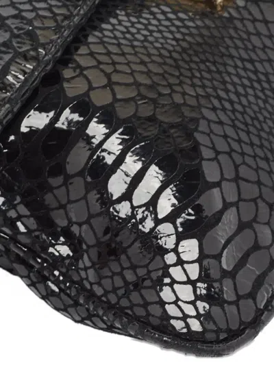 Pre-owned Michael Kors Vintage Snakeskin-embossed Chain Bag In Black