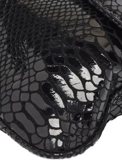 Pre-owned Michael Kors Vintage Snakeskin-embossed Chain Bag In Black