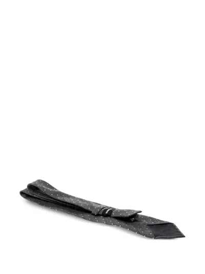 Pre-owned Giorgio Armani Diagonal-stripe Dot Tie In Gray