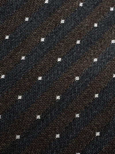 Pre-owned Giorgio Armani Diagonal-stripe Dot Tie In Gray