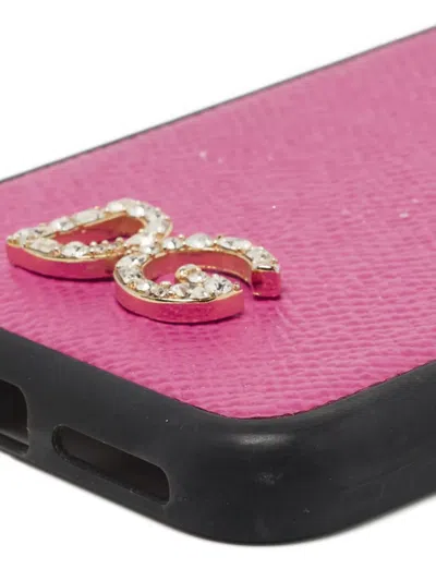 Pre-owned Dolce & Gabbana Leather Iphone X Case In Pink