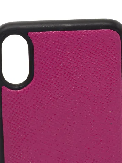 Pre-owned Dolce & Gabbana Leather Iphone X Case In Pink