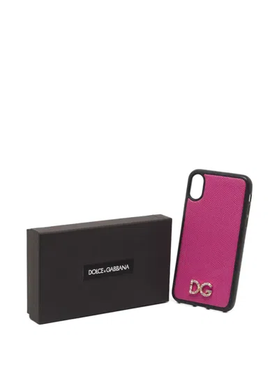 Pre-owned Dolce & Gabbana Leather Iphone X Case In Pink
