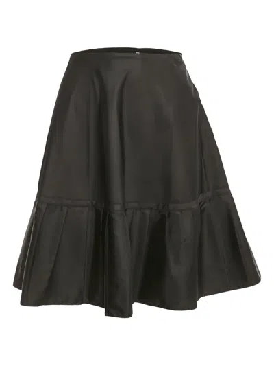 Pre-owned Prada Pleated-hem Midi Skirt In Black
