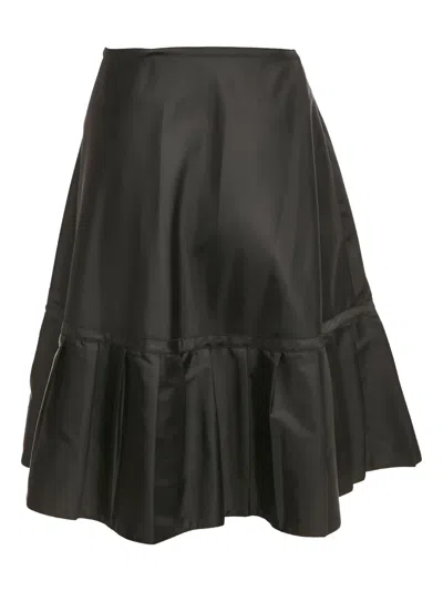 Pre-owned Prada Pleated-hem Midi Skirt In Black