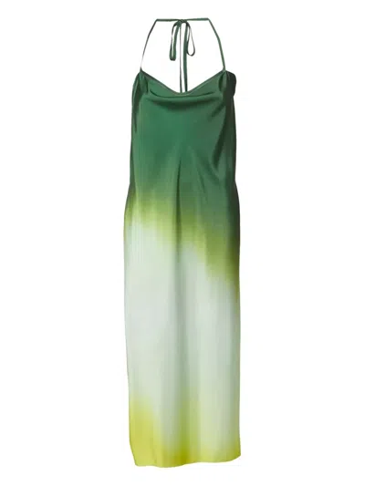 Pre-owned Rag & Bone Ombre Satin Dress In Green