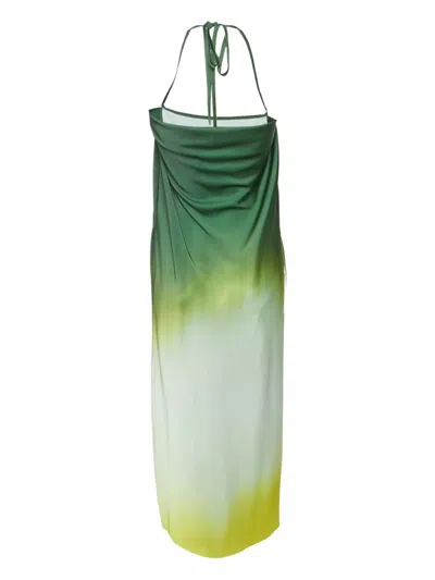 Pre-owned Rag & Bone Ombre Satin Dress In Green