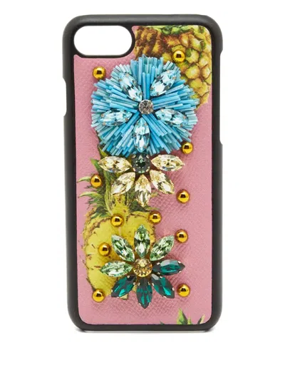 Pre-owned Dolce & Gabbana Crystal-embellished Iphone Case In Pink