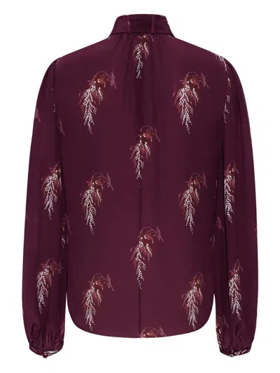 Adam Lippes Joan Bow-neck Floral-print Blouse In Burgundy