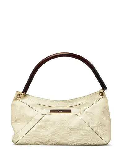 Pre-owned Escada 1990s Lizard-embossed Leather Bag In Neutral
