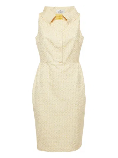 Pre-owned Carolina Herrera Floral Jacquard Mini Dress In Yellow