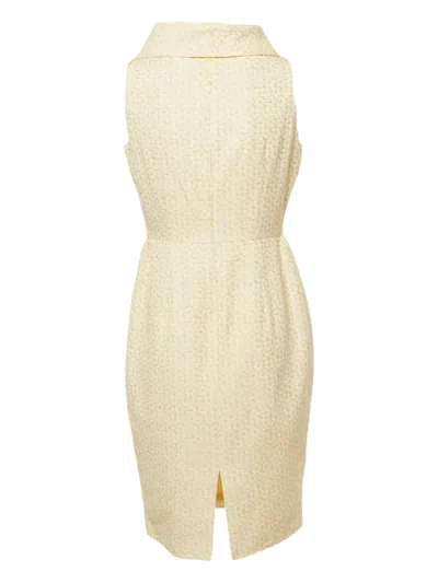 Pre-owned Carolina Herrera Floral Jacquard Mini Dress In Yellow