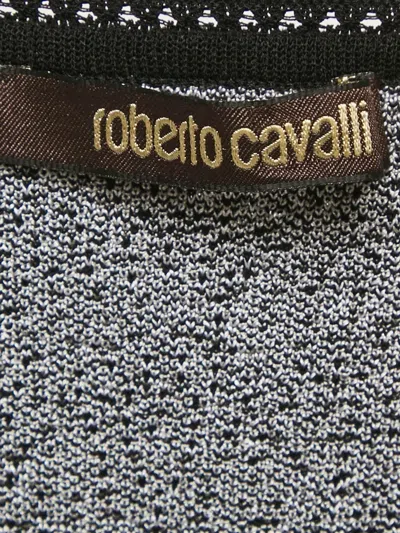 Pre-owned Roberto Cavalli Vintage V-neck Jacquard T-shirt In Black