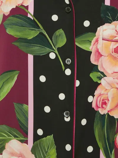 Pre-owned Dolce & Gabbana Rose-print Polka-dot Shirt In Red