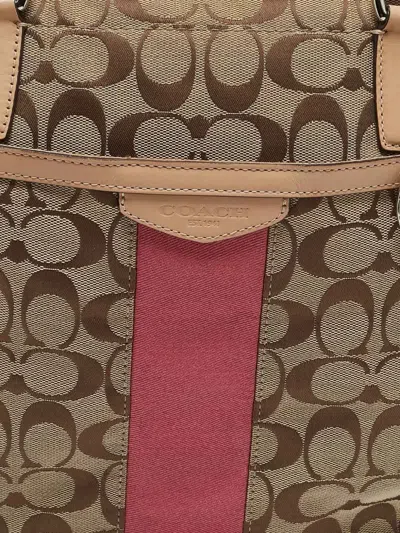 Pre-owned Coach Vintage 2000s Signature-stripe Tote Bag In Brown
