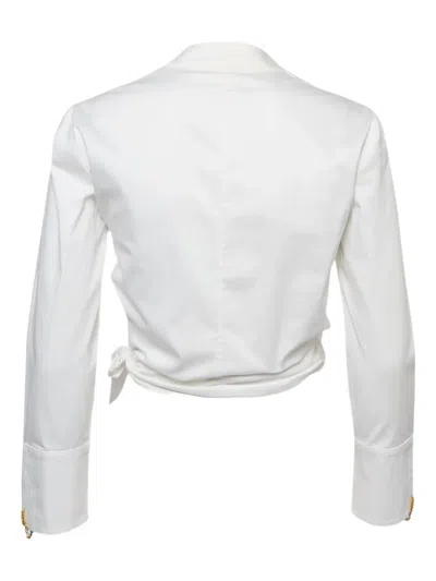 Pre-owned Elisabetta Franchi Wrap-design Blouse In White