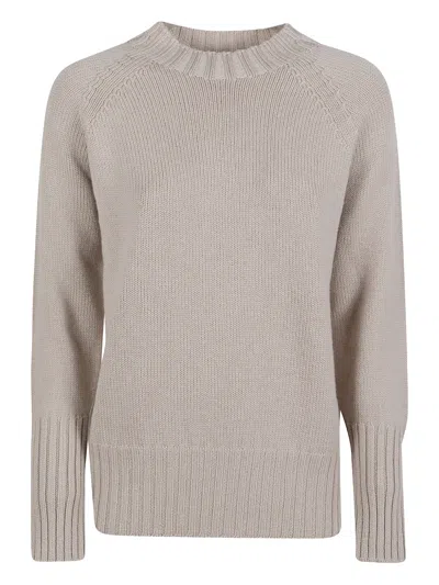 Drumohr Knit Sweater With Raglan Sleeves And Ribbed Hem In Neutral
