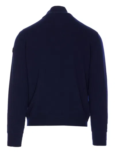 Moncler Grenoble Logo Embroidered Zip-up Sweatshirt In Blue