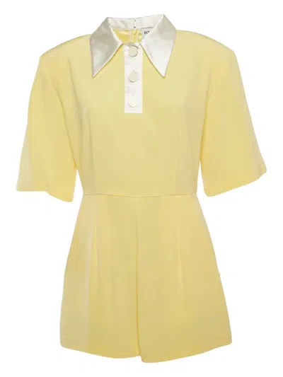 Pre-owned Rowen Rose Crepe Playsuit In Yellow