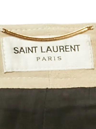 Pre-owned Saint Laurent Pleated Suede Shorts In Neutral