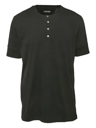 Pre-owned Tom Ford Henley-neckline T-shirt In Black