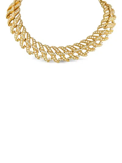 Pre-owned Chaumet 18k Yellow Gold Diamond Wave Necklace