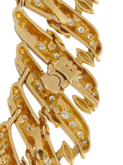 Pre-owned Chaumet 18k Yellow Gold Diamond Wave Necklace