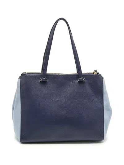 Pre-owned Kate Spade Two-tone Leather Tote Bag In Blue