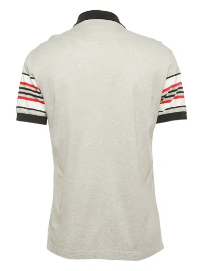 Pre-owned Givenchy Striped-sleeve Polo Shirt In Gray