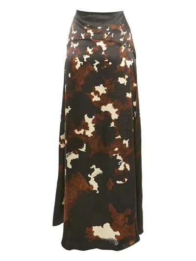Pre-owned Roberto Cavalli Satin Maxi Skirt In Black
