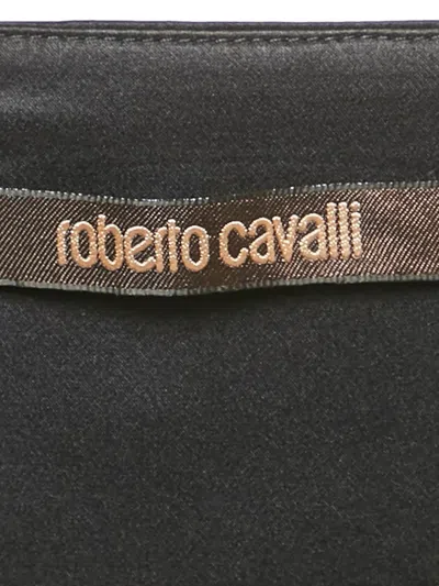 Pre-owned Roberto Cavalli Satin Maxi Skirt In Black